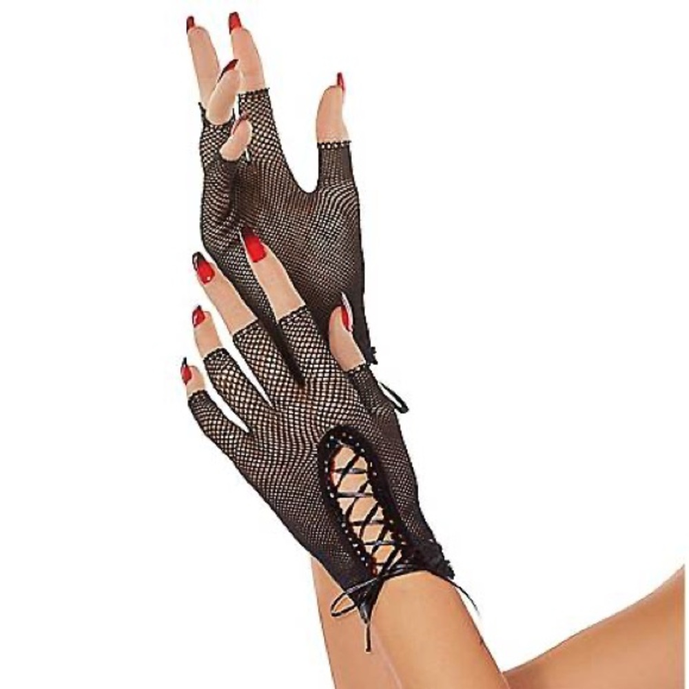 Lace Up Fishnet Gloves
